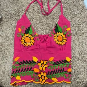 Mexican embroidery halter top (for big boobs)